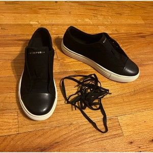 Revolve New Republic Black Canvas Leather toe Black Sneakers Size M8.5 W10